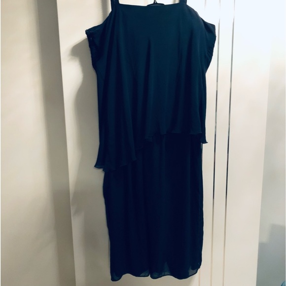 Plus Size 2X Two piece Navy Chiffon Embellished Pant Suit Formal Evening Party - Picture 5 of 14